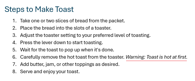 Soft-Hard return in list example